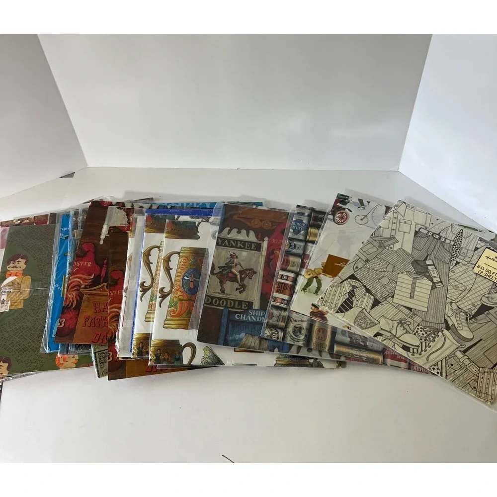 40 + NIP Vintage Wrapping Paper Sheets Mens Friends Golf etc Multi Brands